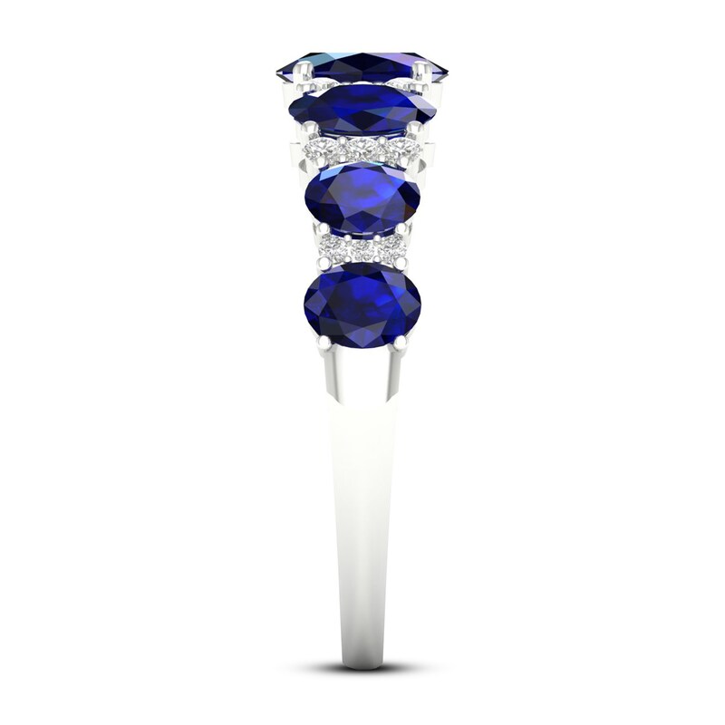 Blue Sapphire & Diamond Ring 1/6 ct tw 10K White Gold