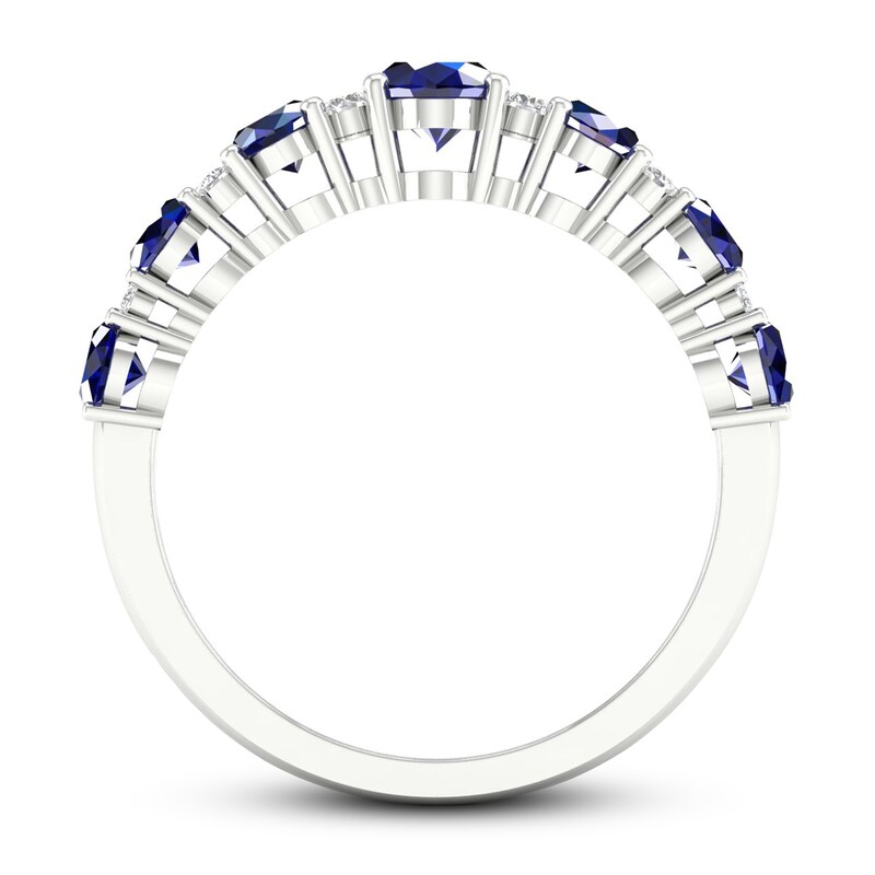 Blue Sapphire & Diamond Ring 1/6 ct tw 10K White Gold