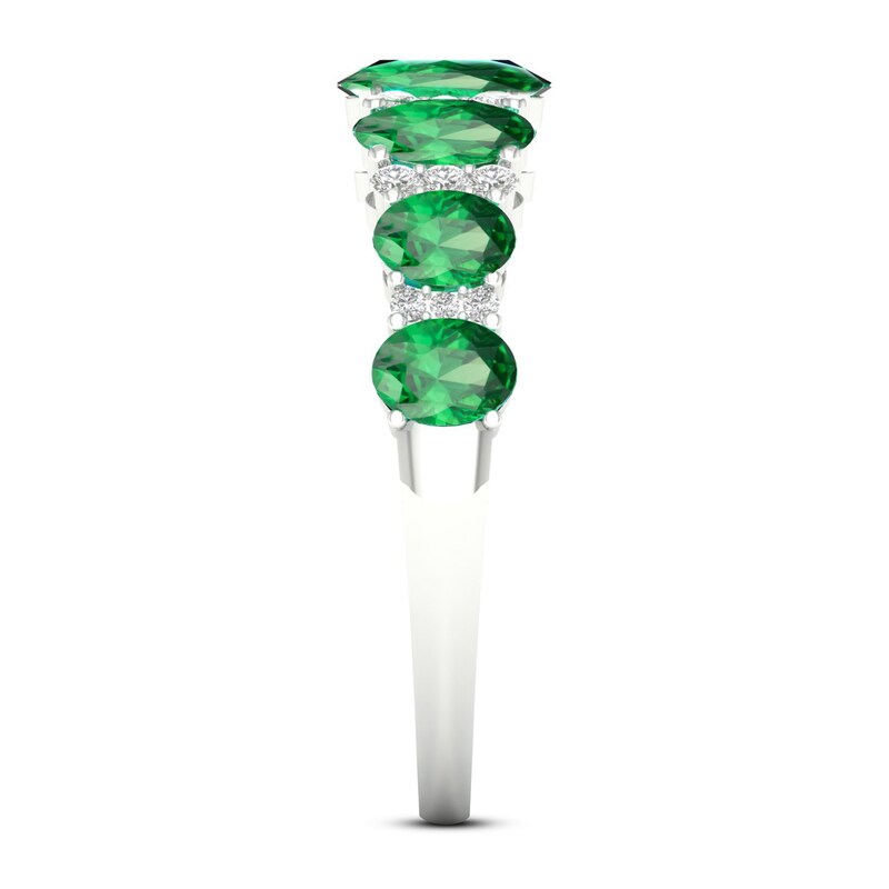 Emerald & Diamond Ring 1/6 ct tw 10K White Gold