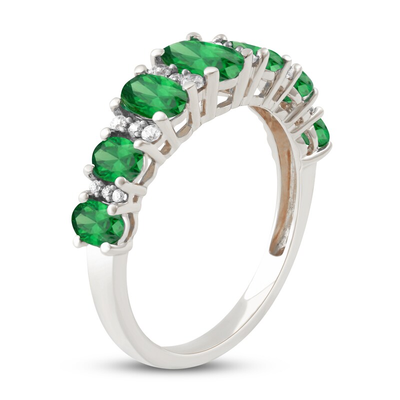 Emerald & Diamond Ring 1/6 ct tw 10K White Gold