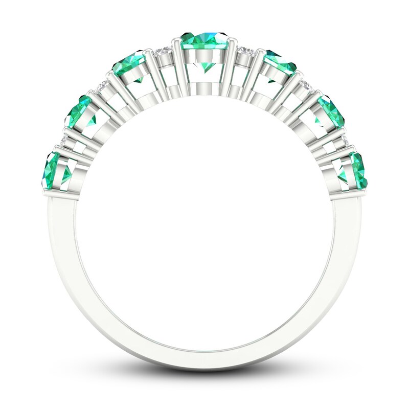 Emerald & Diamond Ring 1/6 ct tw 10K White Gold