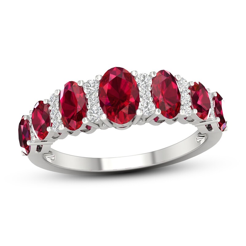 Ruby & Diamond Ring 1/6 ct tw 10K White Gold