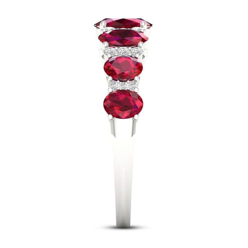 Ruby & Diamond Ring 1/6 ct tw 10K White Gold