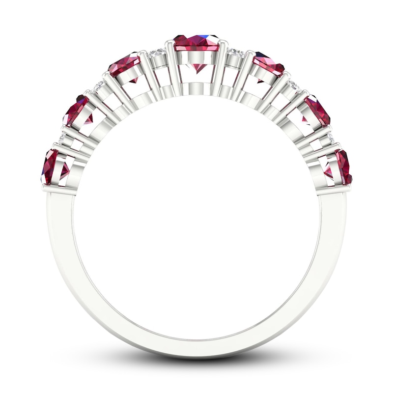 Ruby & Diamond Ring 1/6 ct tw 10K White Gold