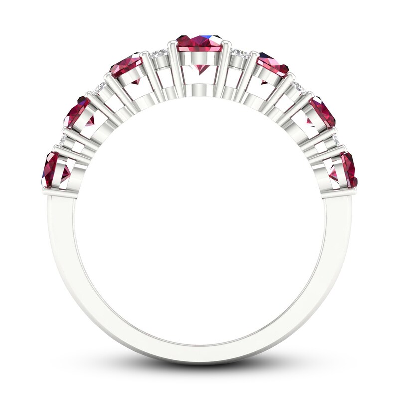 Ruby & Diamond Ring 1/6 ct tw 10K White Gold