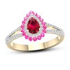 Ruby & Pink Sapphire Ring 1/5 ct tw Diamonds 10K Yellow Gold