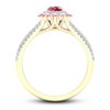 Ruby & Pink Sapphire Ring 1/5 ct tw Diamonds 10K Yellow Gold
