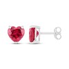 Thumbnail Image 1 of Lab-Created Ruby Heart Earrings Sterling Silver