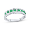 Thumbnail Image 1 of Emerald & White Sapphire Ring Sterling Silver