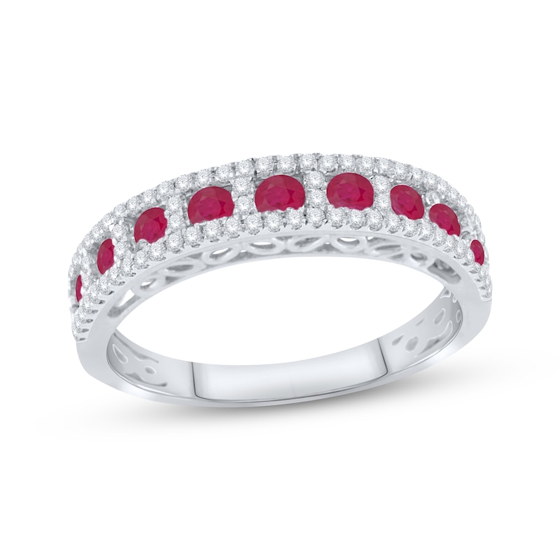 Ruby & White Sapphire Ring Sterling Silver