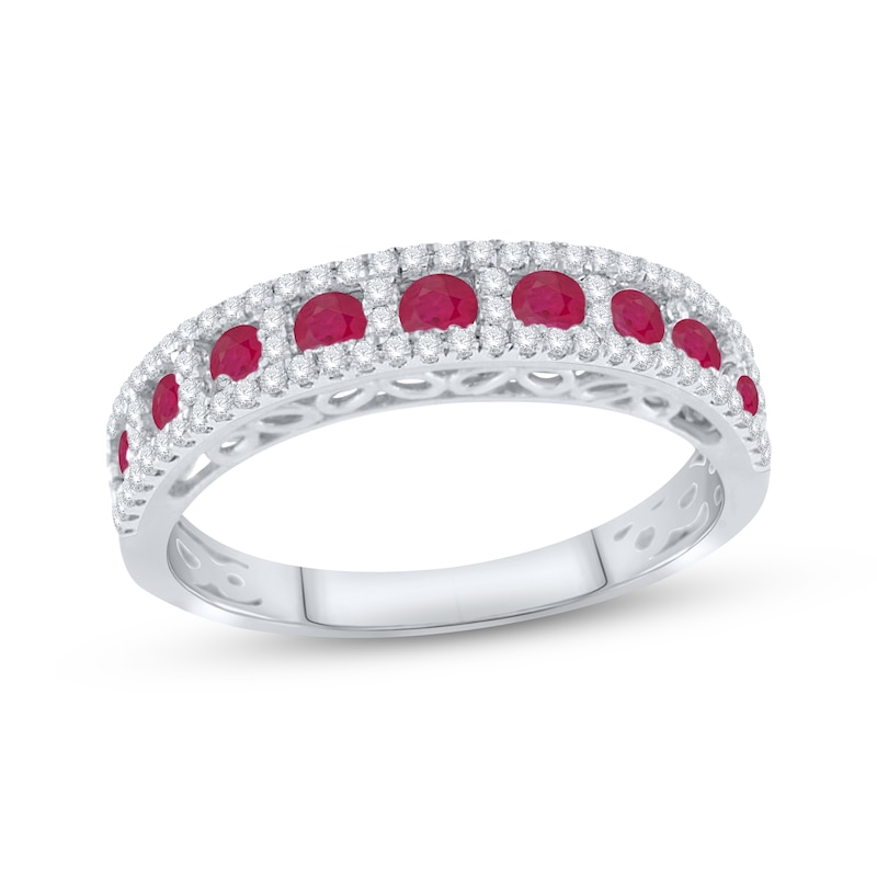 Main Image 1 of Ruby & White Sapphire Ring Sterling Silver