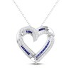 Blue & White Lab-Created Sapphire Heart Necklace Sterling Silver 18 ...