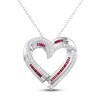Thumbnail Image 1 of Lab-Created Ruby & White Lab-Created Sapphire Heart Necklace Sterling Silver 18"