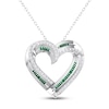 Thumbnail Image 1 of Lab-Created Emerald & White Lab-Created Sapphire Heart Necklace Sterling Silver 18"