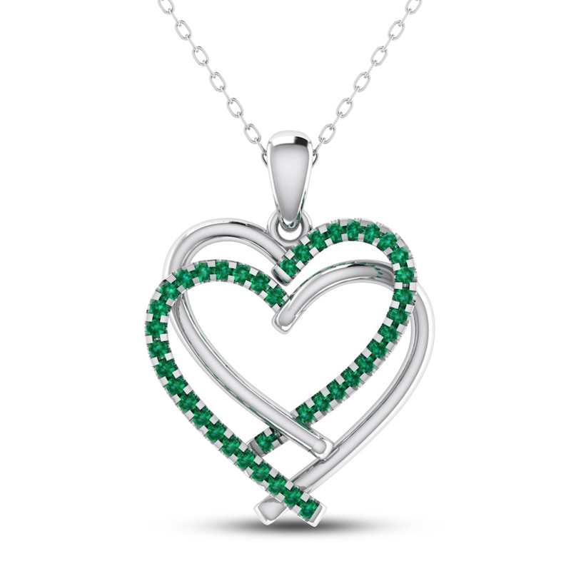 Main Image 1 of Emerald Heart Necklace Sterling Silver 18"