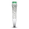 Lab-Created Emerald & White Lab-Created Sapphire Ring Sterling Silver