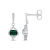 Thumbnail Image 1 of Lab-Created Emerald & White Lab-Created Sapphire Earrings Sterling Silver