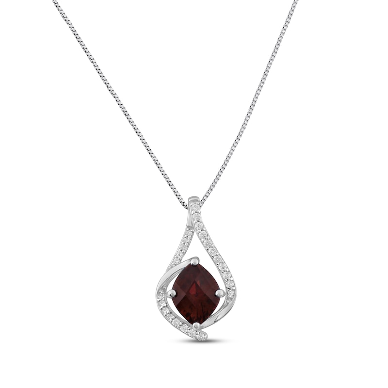 Main Image 1 of Lab-Created Ruby & White Lab-Created Sapphire Necklace Sterling Silver 18"