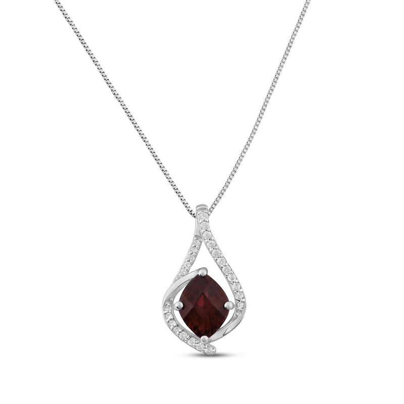 Lab-Created Ruby & White Lab-Created Sapphire Necklace Sterling Silver 18"