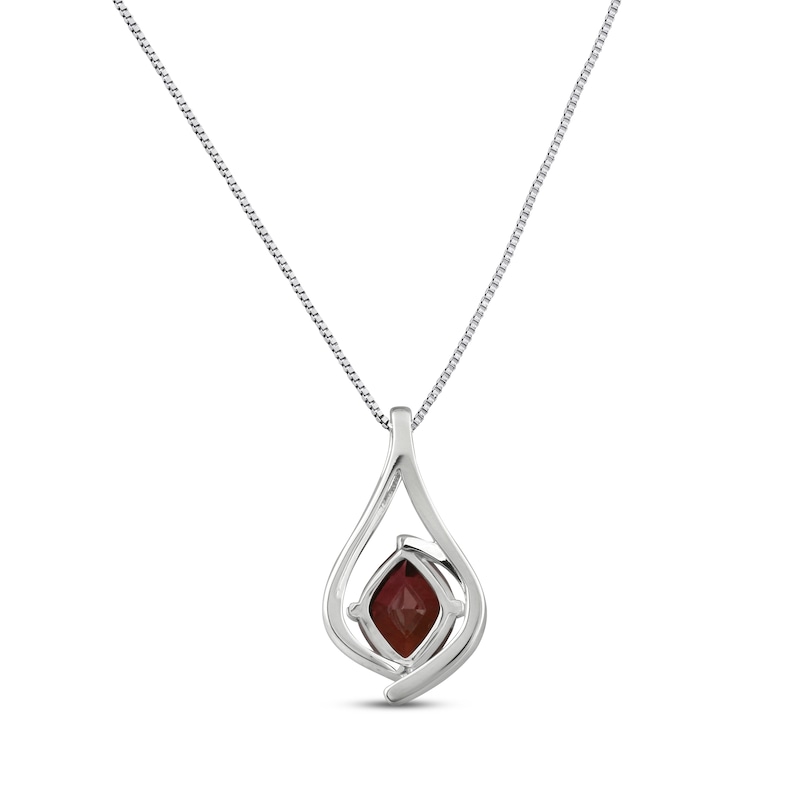 Main Image 3 of Lab-Created Ruby & White Lab-Created Sapphire Necklace Sterling Silver 18"