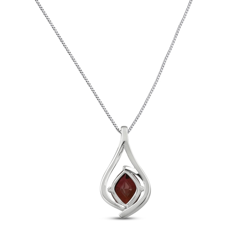 Lab-Created Ruby & White Lab-Created Sapphire Necklace Sterling Silver 18"