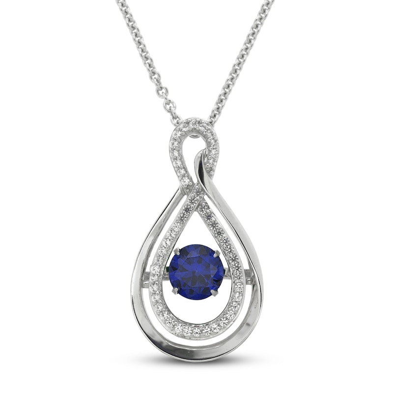 Main Image 1 of Unstoppable Love Lab-Created Blue & White Lab-Created Sapphire Necklace Sterling Silver 18”