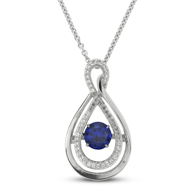 Unstoppable Love Lab-Created Blue & White Lab-Created Sapphire Necklace Sterling Silver 18”