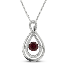 Unstoppable Love Lab-Created Ruby & White Lab-Created Sapphire Necklace Sterling Silver 18”