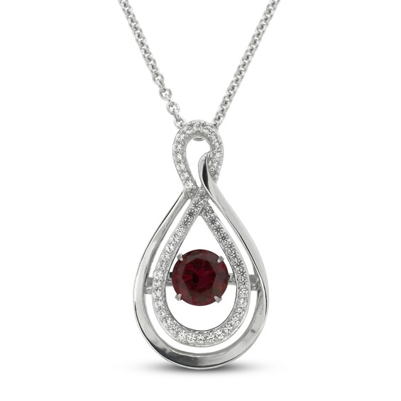 Unstoppable Love Lab-Created Ruby & White Lab-Created Sapphire Necklace Sterling Silver 18”