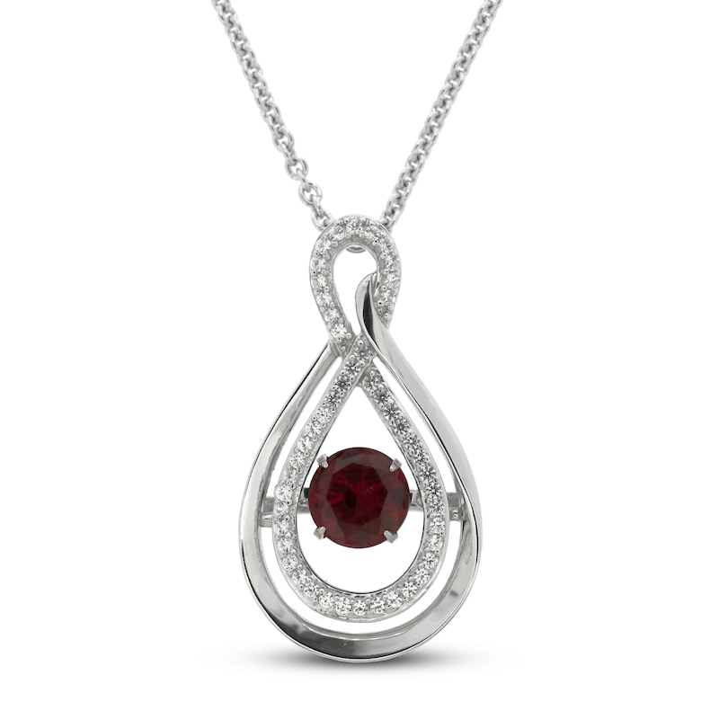 Unstoppable Love Lab-Created Ruby & White Lab-Created Sapphire Necklace Sterling Silver 18”