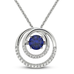 Unstoppable Love Lab-Created Blue & White Lab-Created Sapphire Necklace Sterling Silver 18”