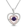 Thumbnail Image 0 of Unstoppable Love Amethyst & White Lab-Created Sapphire Heart Necklace Sterling Silver/10K Rose Gold 18”