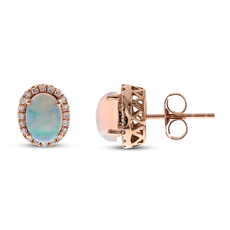 Opal & Diamond Earrings 1/6 ct tw 10K Rose Gold