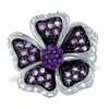 Amethyst & White Lab-Created Sapphire Flower Ring Sterling Silver