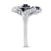 Amethyst & White Lab-Created Sapphire Flower Ring Sterling Silver