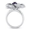 Amethyst & White Lab-Created Sapphire Flower Ring Sterling Silver