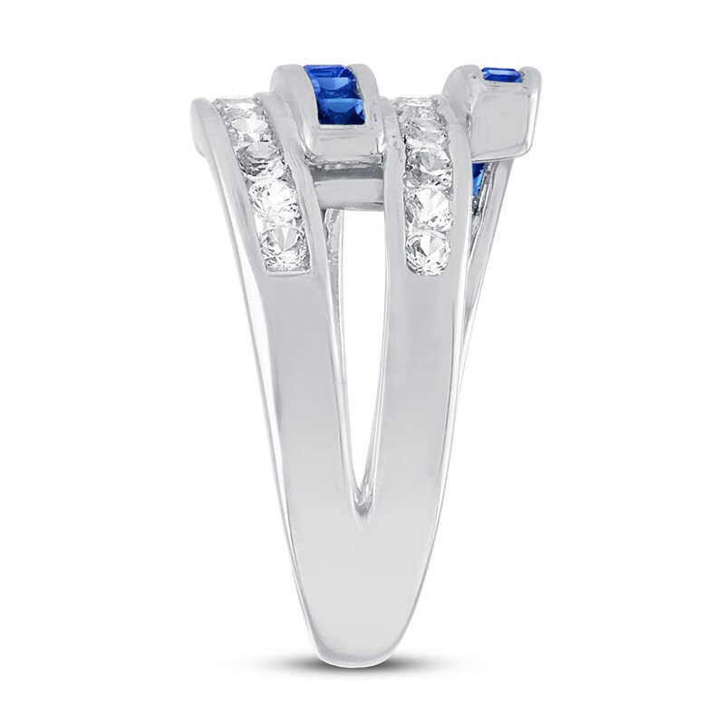 Blue & White Lab-Created Sapphire Ring Sterling Silver