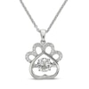 Thumbnail Image 0 of Unstoppable Love White Lab-Created Sapphire Paw Necklace Sterling Silver 18"