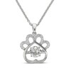 Thumbnail Image 0 of Unstoppable Love White Lab-Created Sapphire Paw Necklace Sterling Silver 18"