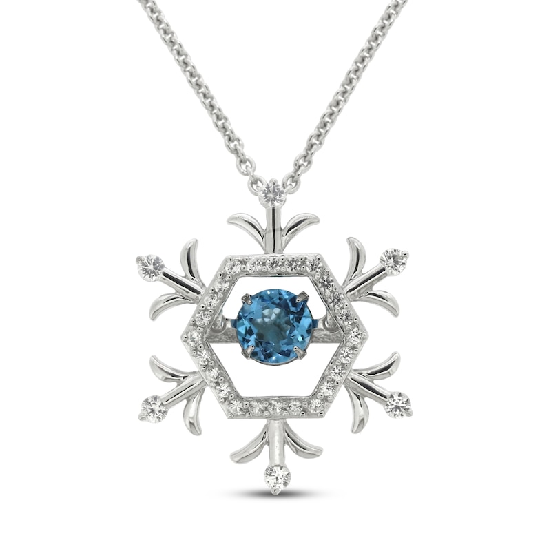 Unstoppable Love Swiss Blue Topaz & White Lab-Created Sapphire Snowflake Necklace Sterling Silver 18"