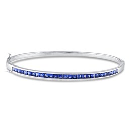 Blue Lab-Created Sapphire Bangle Bracelet Sterling Silver
