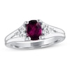 Rhodolite Garnet & White Topaz Ring Cushion/Round-cut Sterling Silver