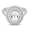 White Lab-Created Sapphire Ring Oval/Round-cut Sterling Silver