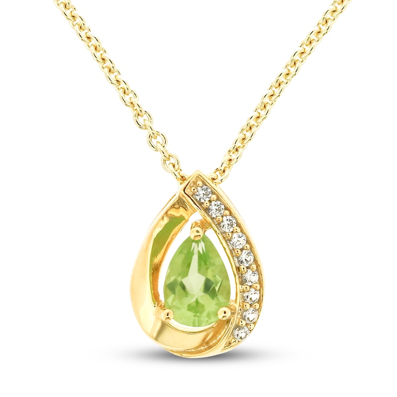 14k Yellow Gold Peridot Pear Teardrop & Diamond 18 14k Yellow Gold Peridot Pear Teardrop & Diamond 18