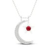 Thumbnail Image 0 of Lab-Created Ruby & White Lab-Created Sapphire Moon & Star Necklace Sterling Silver 18"