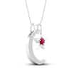 Thumbnail Image 1 of Lab-Created Ruby & White Lab-Created Sapphire Moon & Star Necklace Sterling Silver 18"