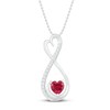 Thumbnail Image 1 of Lab-Created Ruby & White Lab-Created Sapphire Heart Necklace Sterling Silver 18"