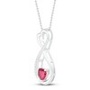 Thumbnail Image 1 of Lab-Created Ruby & White Lab-Created Sapphire Heart Necklace Sterling Silver 18"