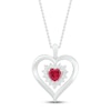 Thumbnail Image 0 of Lab-Created Ruby & White Lab-Created Sapphire Heart Necklace Sterling Silver 18"