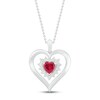 Thumbnail Image 1 of Lab-Created Ruby & White Lab-Created Sapphire Heart Necklace Sterling Silver 18"